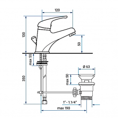 MISCELATORE LAVABO CROMO CON PILETTA EMMEVI MOD. WINNY