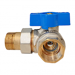 VALVOLA BOCCHETTONATA A SQUADRA MF 3/4" FRONTALE SX BLU EFFEBI