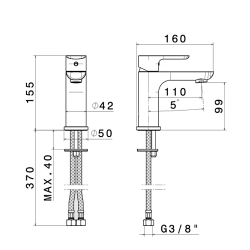 MISCELATORE LAVABO NERO OPACO VEMA